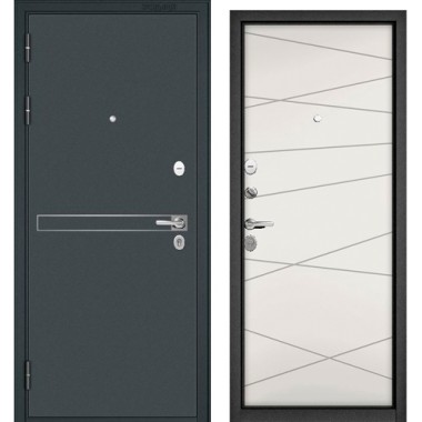 MASSIV MP (Черный муар металлик(порог),D-4, МДФ Белый софт 9S-130) 2050х860 левая 77кг