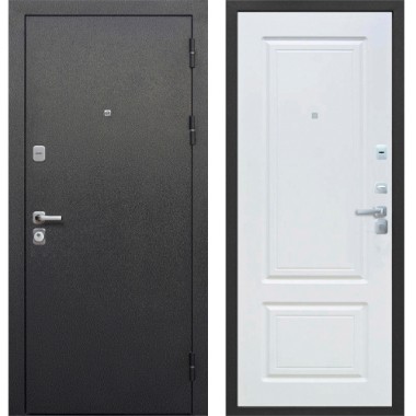 Дверь мет. ТОЛСТЯК Букле черный Белый ясень 860 правая